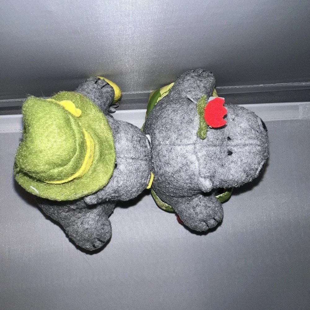 Vintage Crocodile Creek George and Martha Hippo Beanbag Felt Plush Toys Set 1999